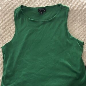 Green Ribbed Sleeveless Tank Top